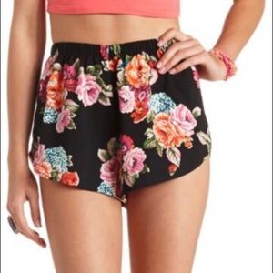 Charlotte Russe High Waisted Floral Dolphin Shorts